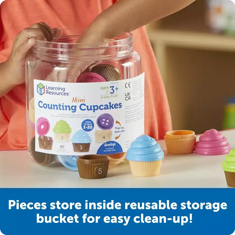 Learning Resources Mini Counting Cupcakes: Educational Toy for Math Learning, Plastic, 20-Piece Set for Toddlers