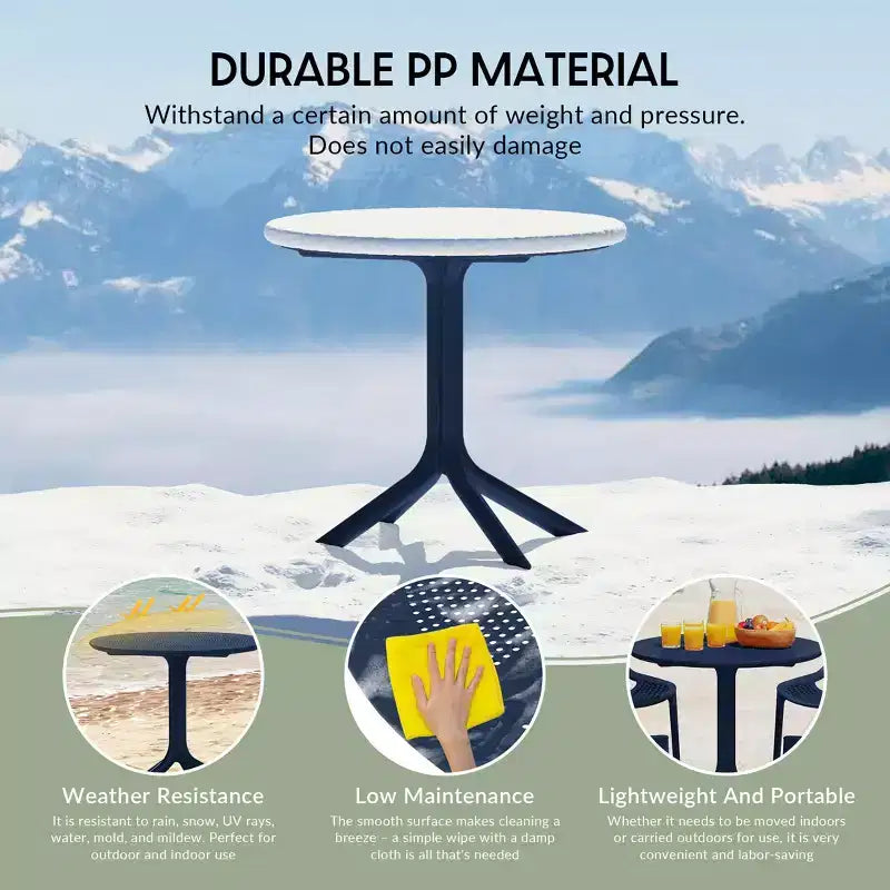 WestinTrends Playa Modern 5-Piece Resin Round Patio Dining Table Set with Stackable Patio Dining Chairs