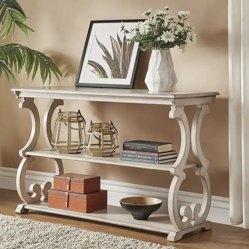 Lorraine Wood Scroll TV Stand Sofa Table by iNSPIRE Q Classic