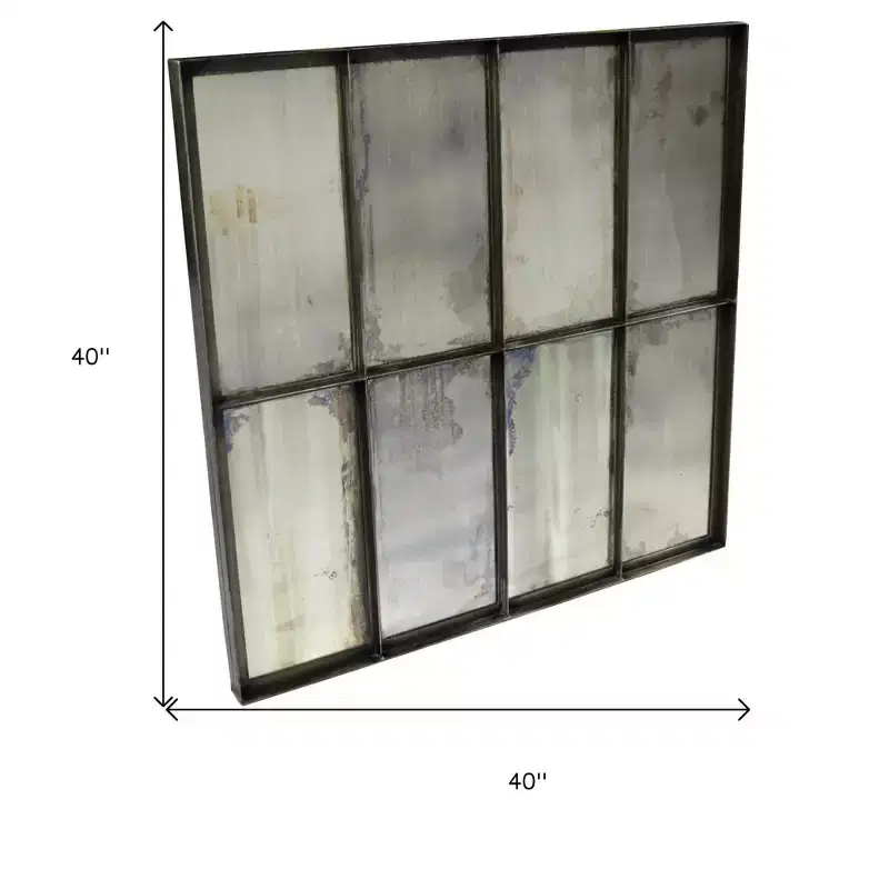 40-Inch Square Black Metal Framed Wall Mirror