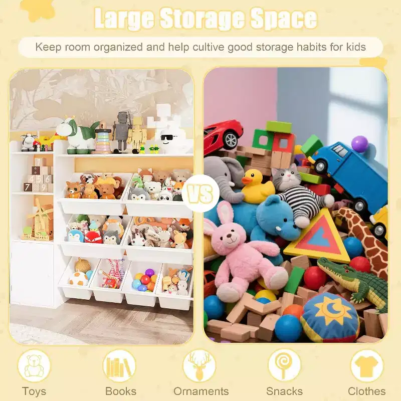 Kids Toy Storage Organizer with 8 Removable Bins & 3 Open Shelves