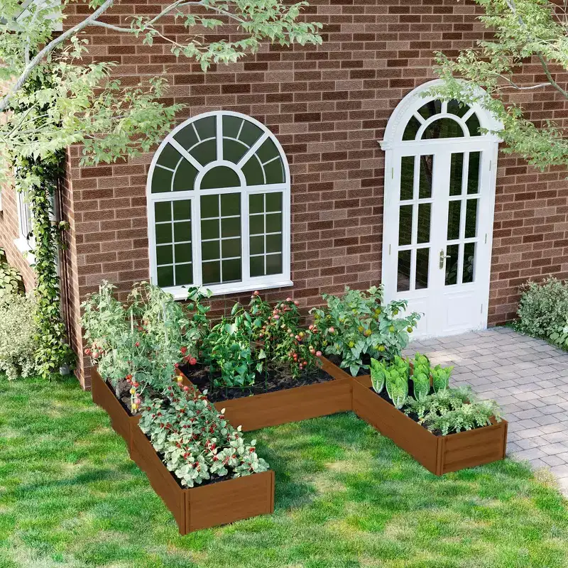 Raised Garden Bed, Set of 5 Large Wooden Box Planters for Outdoor Plants Vegetables Flowers Herbs, 7.5x7.5x1ft