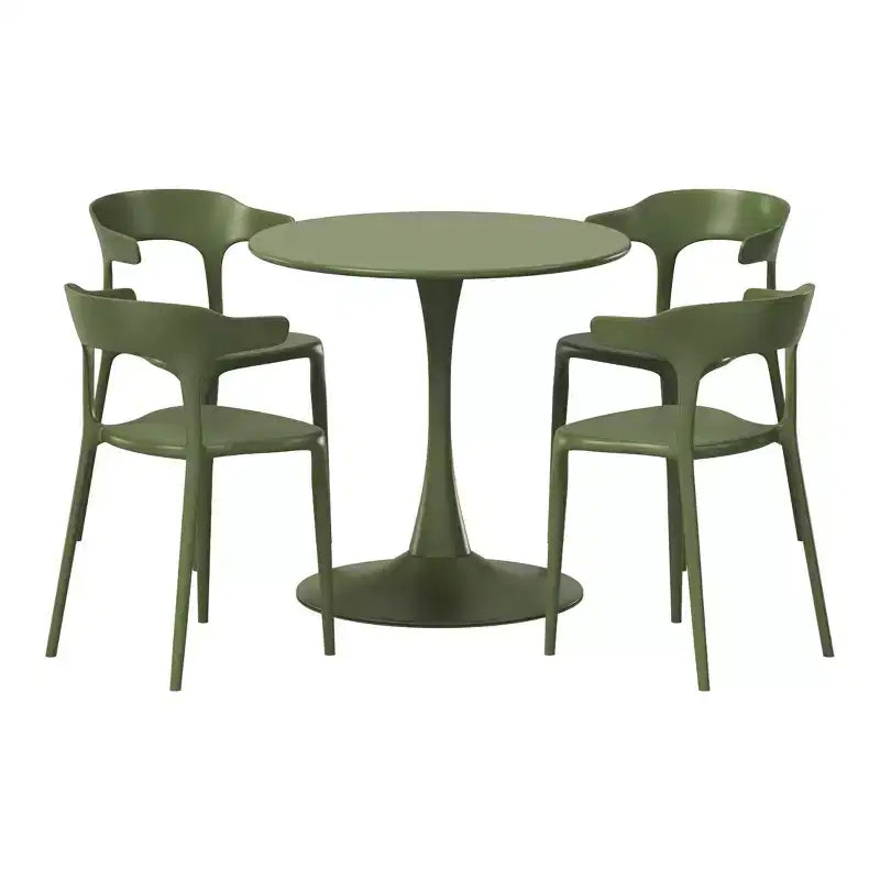 WestinTrends Playa 5-Piece Outdoor Metal Patio Dining Table Set With Stackable Patio Chairs