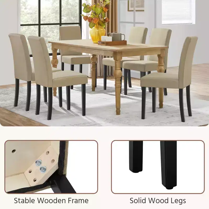 Yaheetech Set of 2 Armless Upholstered Dining Chairs with Solid Wood Legs