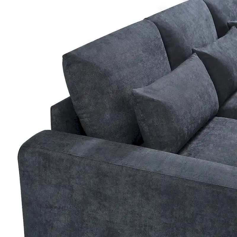 L-Shape Sectional Sofa with Reversible Chaise and Feather-Filled Cushions
