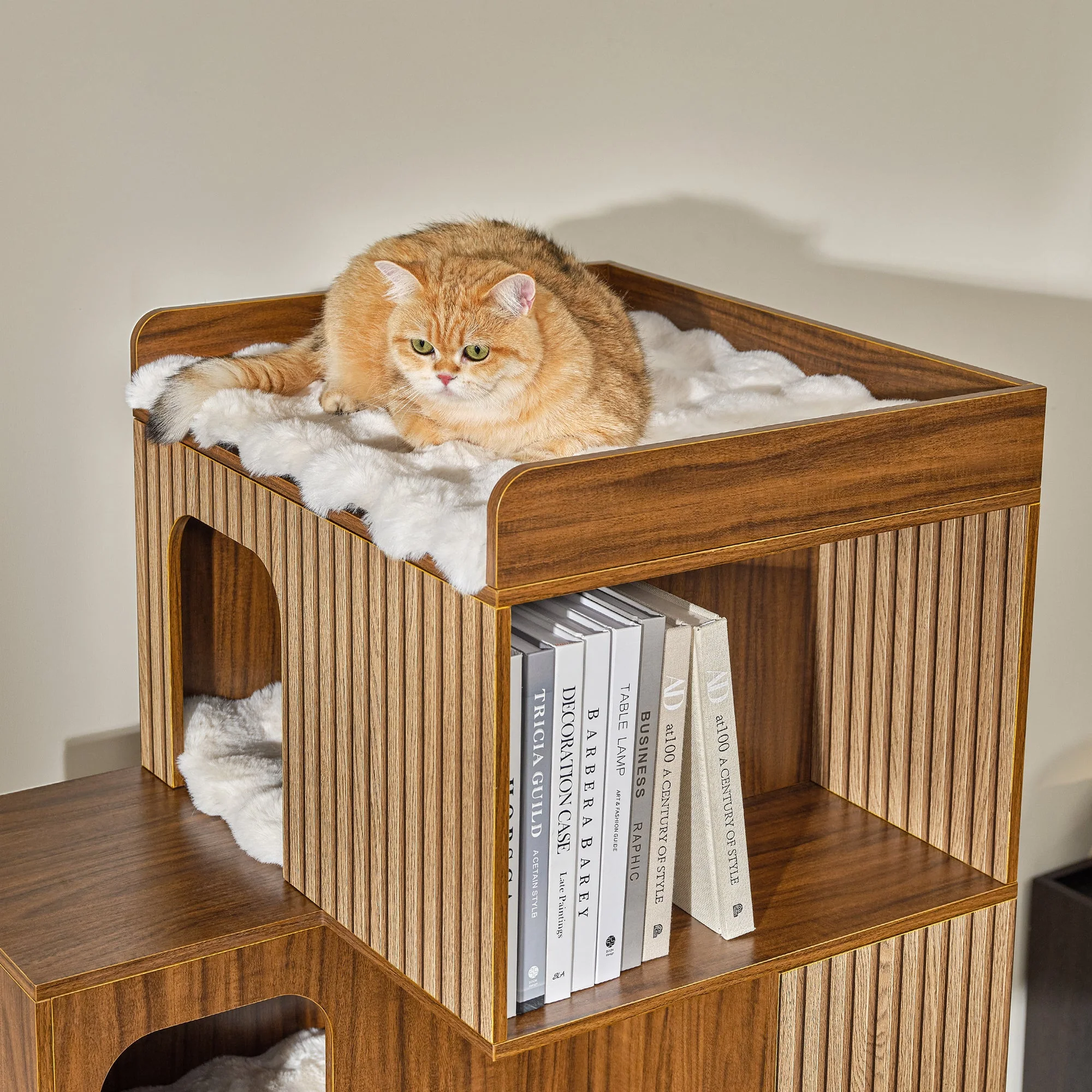 72'' Owner and Pet Shared Bookshelf Cat Tree