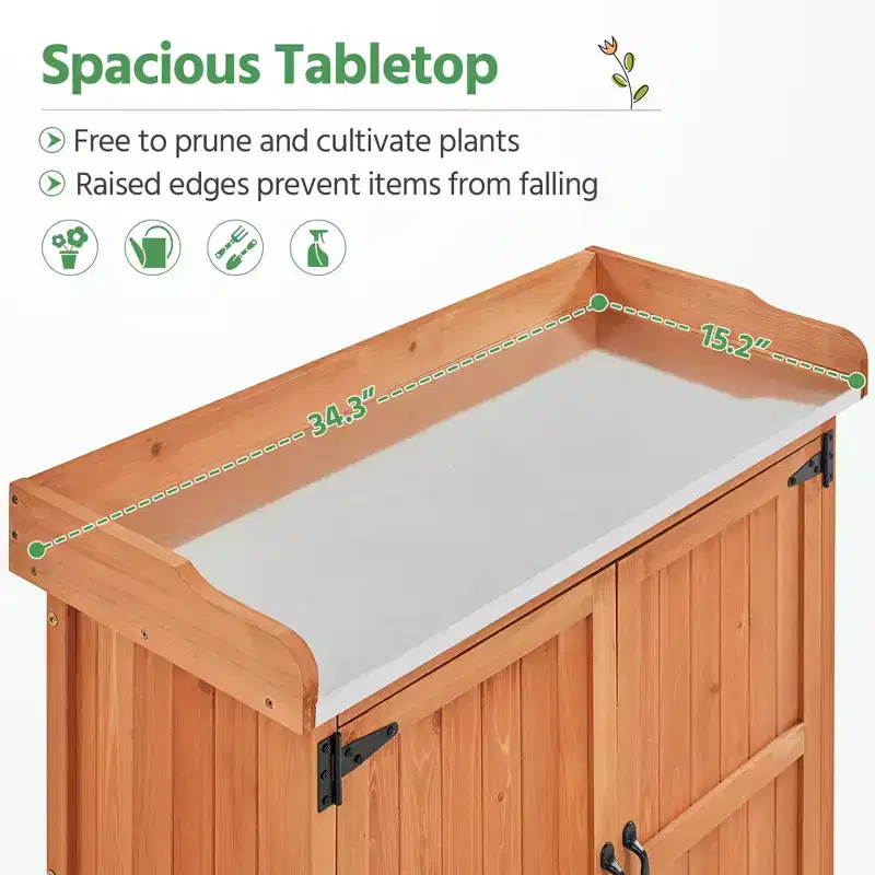 Yaheetech Outdoor Garden Potting Bench Table with Cabinet