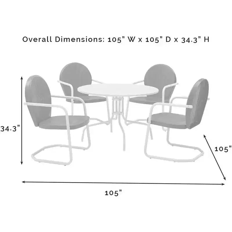 HomeStock Griffith 5Pc Outdoor Metal Dining Set - Table & 4 Chairs