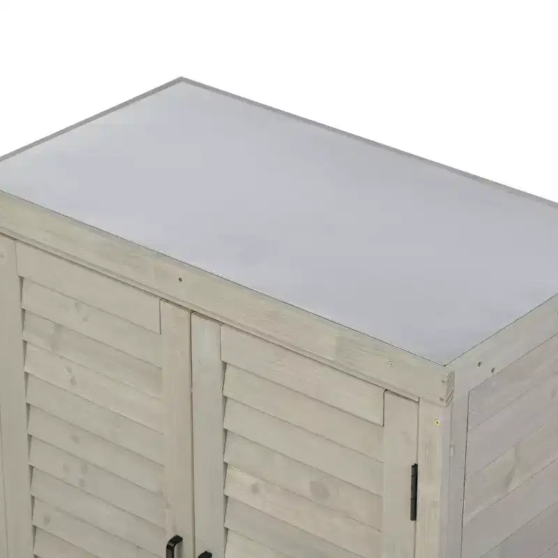 Whisen Potting Bench with Cabinet & Metal Top