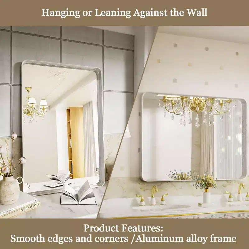 HOMLUX Wall Mount Bathroom Mirror Rectangular Vanity Wall Mirror Vertical Horizontal,Black/Gold