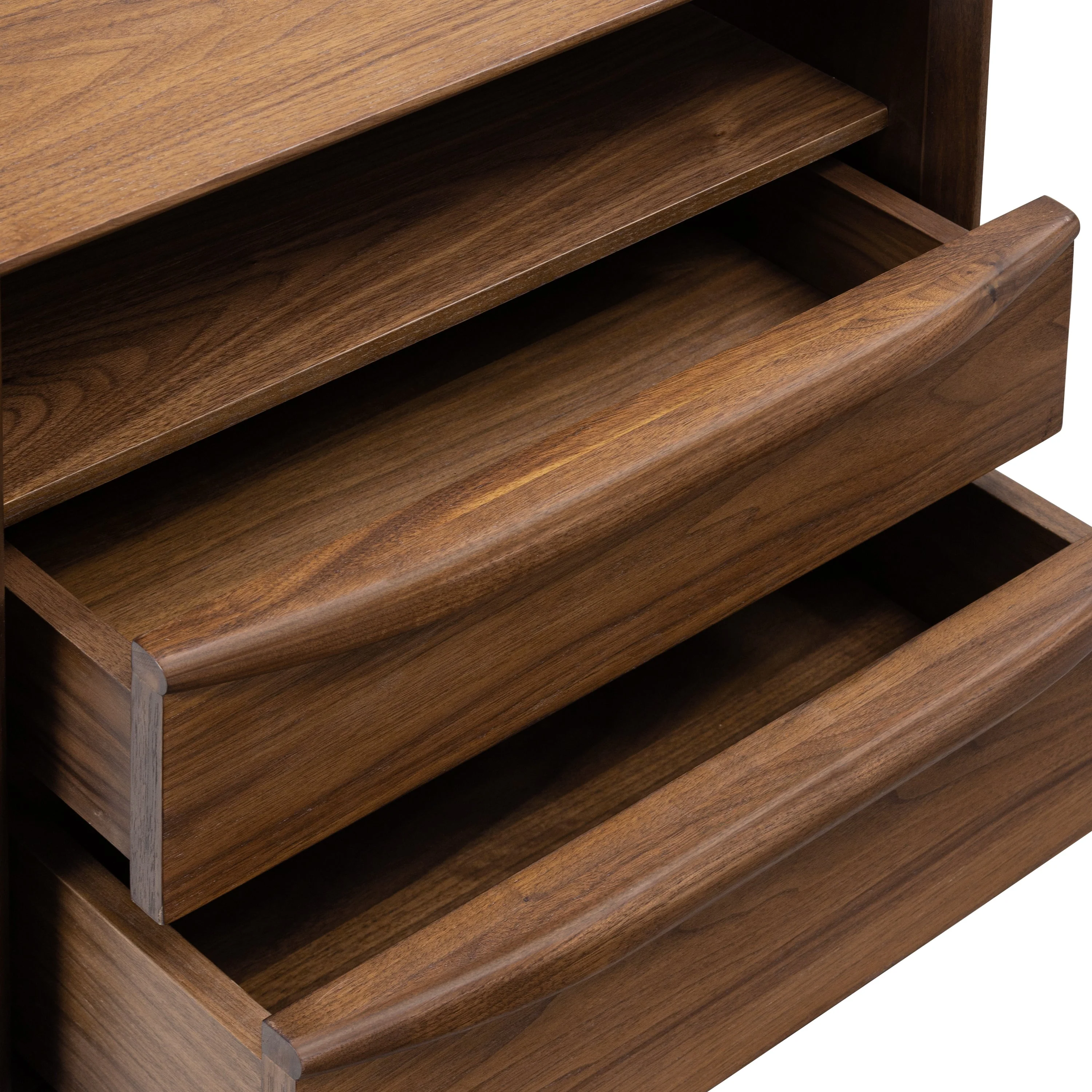 Mid-Century Modern Walnut Walnut Wood Nightstand with Solid Walnut