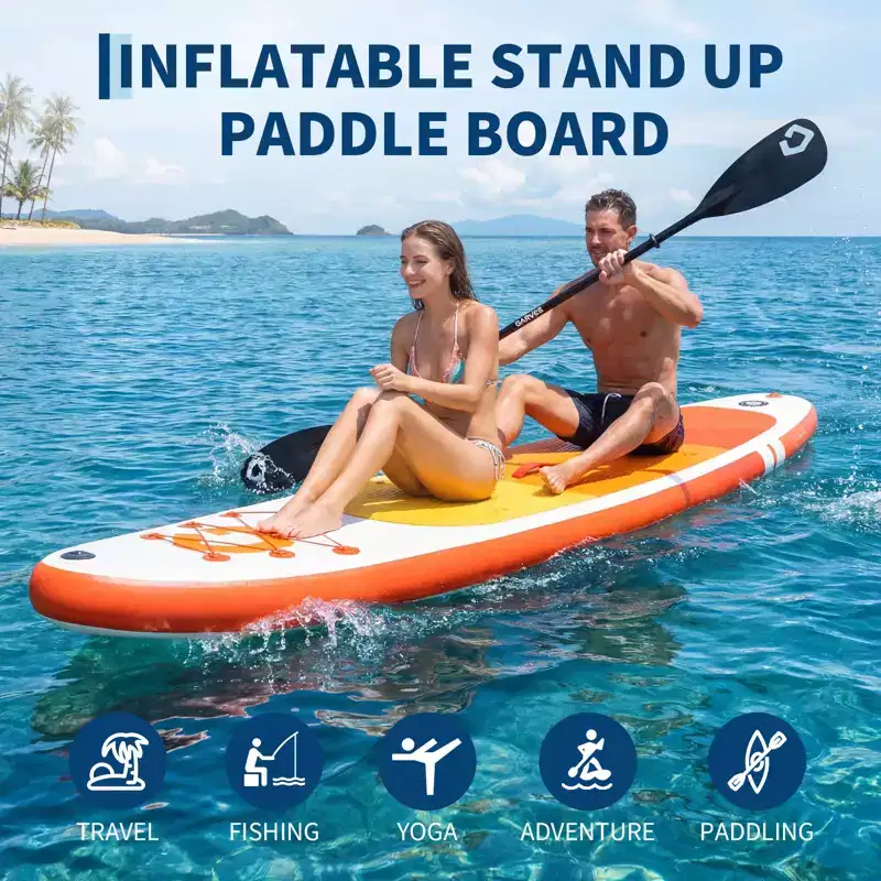 Inflatable Stand Up Paddle Board (SUP) with Premium Accessories, 2-in-1 Paddle, Wide Stable Design, Non-Slip Deck for Adults & Youth