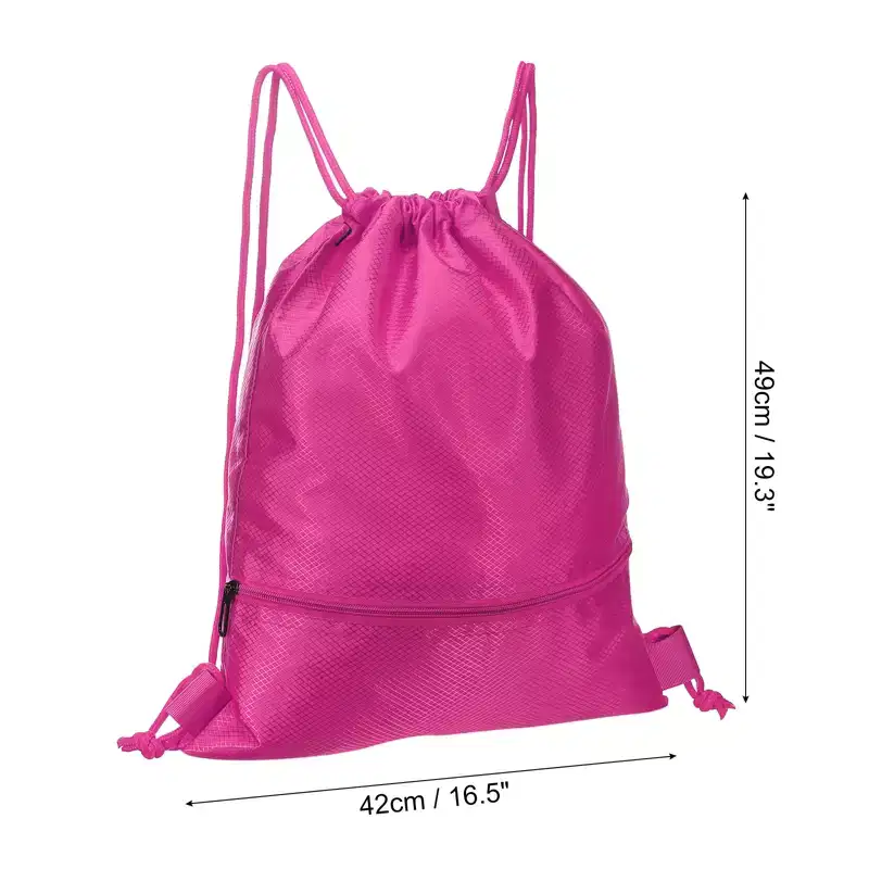 Unique Bargains Waterproof Adjustable Zip Pocket Drawstring Backpack Bags for Women Men