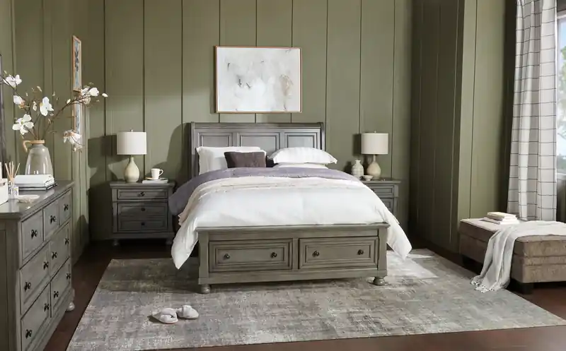 Platform Storage Bed with Headboard & Frame