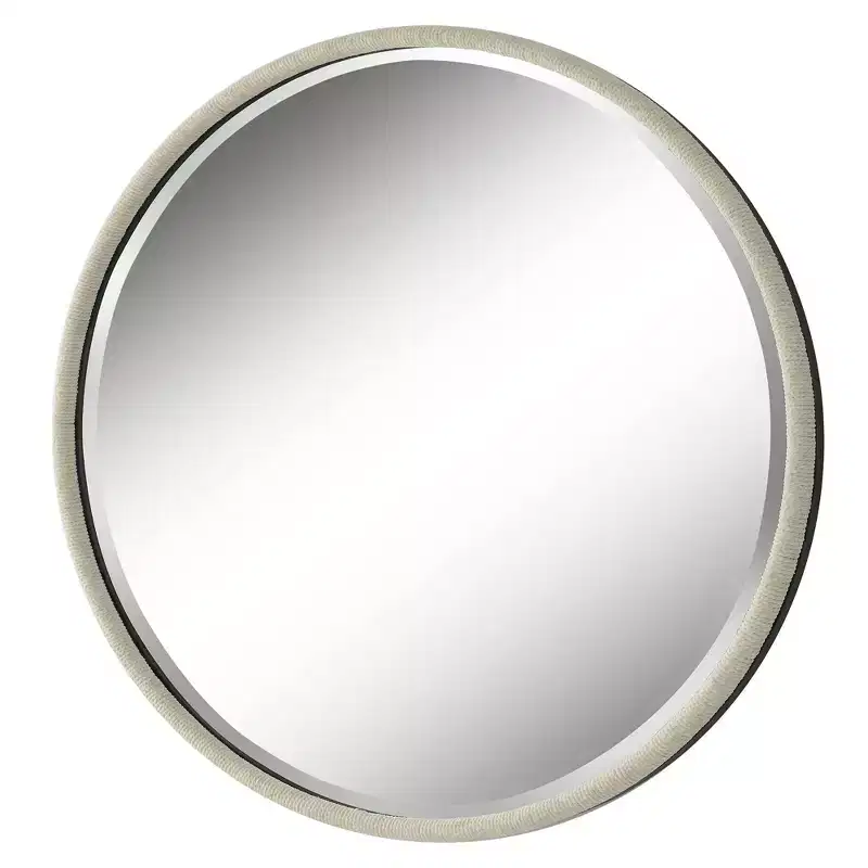 Uttermost Ranchero White Rope 42 1/2 Round Oversized Wall Mirror