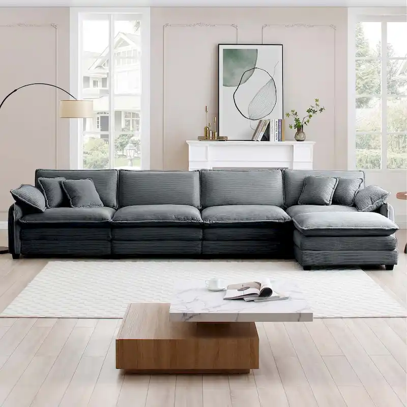 DIY Customization Corduroy Upholstered Armless Modular Sectional Sofa