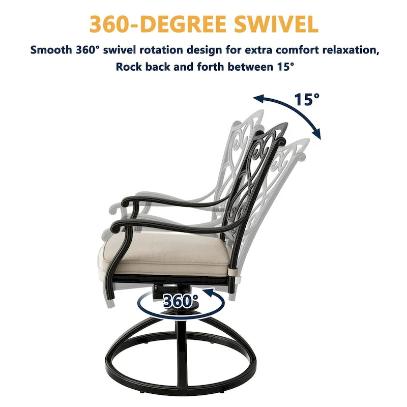 7-Piece Cast Aluminum Patio Dining Set with Cushions