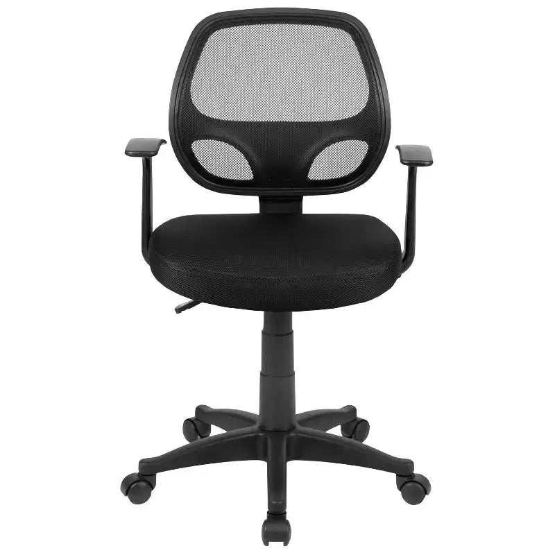Mid-Back Black Mesh Swivel Task Office Chair with T-Arms