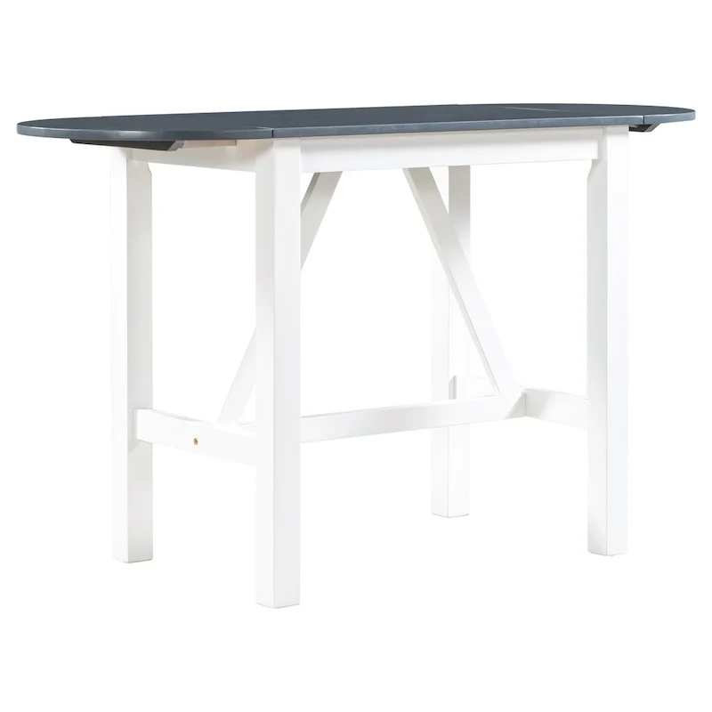 Rustic Style Wooden 3-Piece Dining Table Set with Drop Leaf and 2 Upholstered Dining Chairs