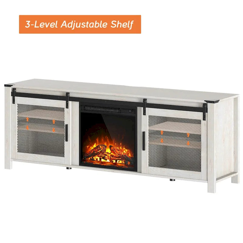 3-Sided Glass Electric Fireplace Insert – Gray & Blue Light / Black, Freestanding or Insert, 18 or 36 Inch