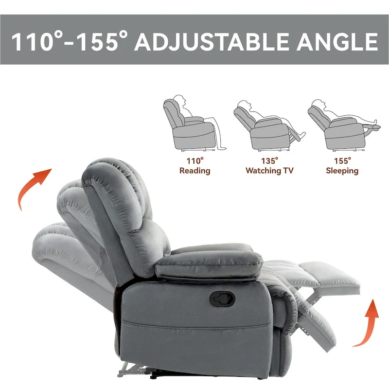 Extra-Large Manual Recliner Chair with Fabric Upholstery