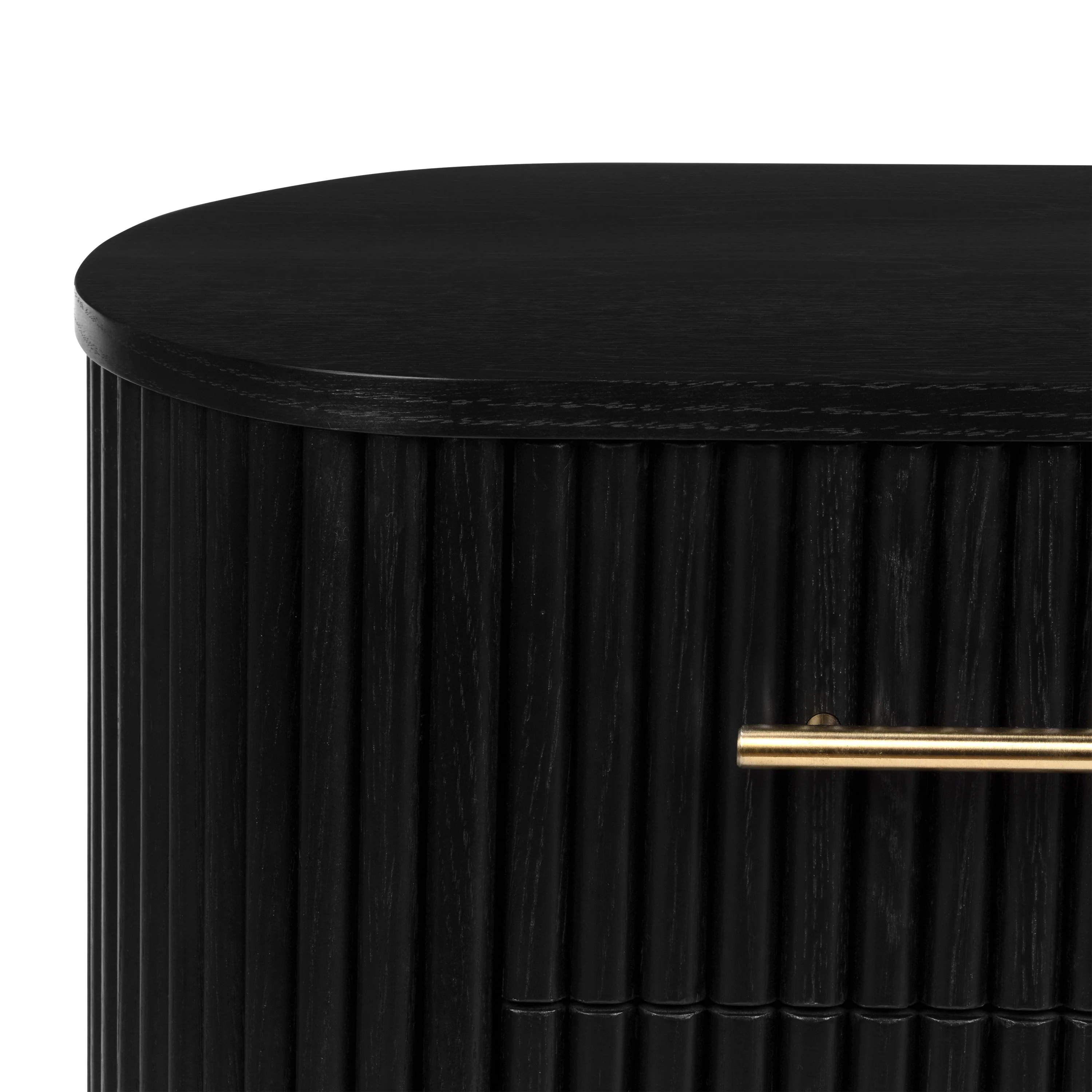 Modern Black Nightstand with Solid Oak Frame for Bedroom