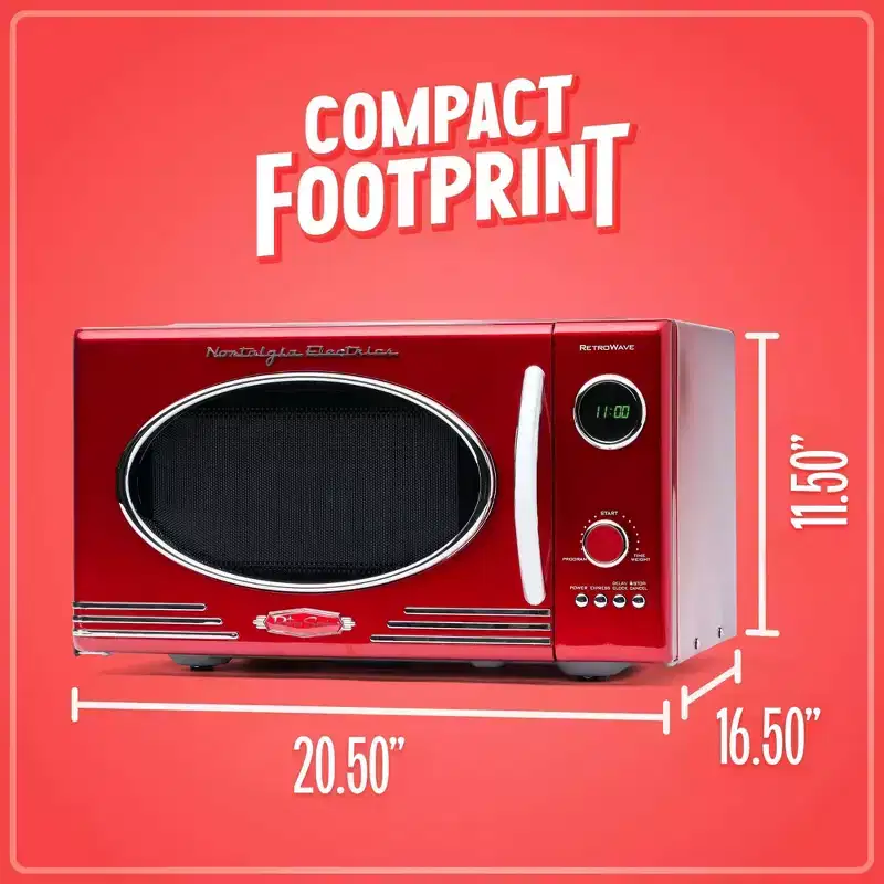 Nostalgia 0.9 Cu. Ft. 800-Watt Retro Countertop Microwave Oven, Red