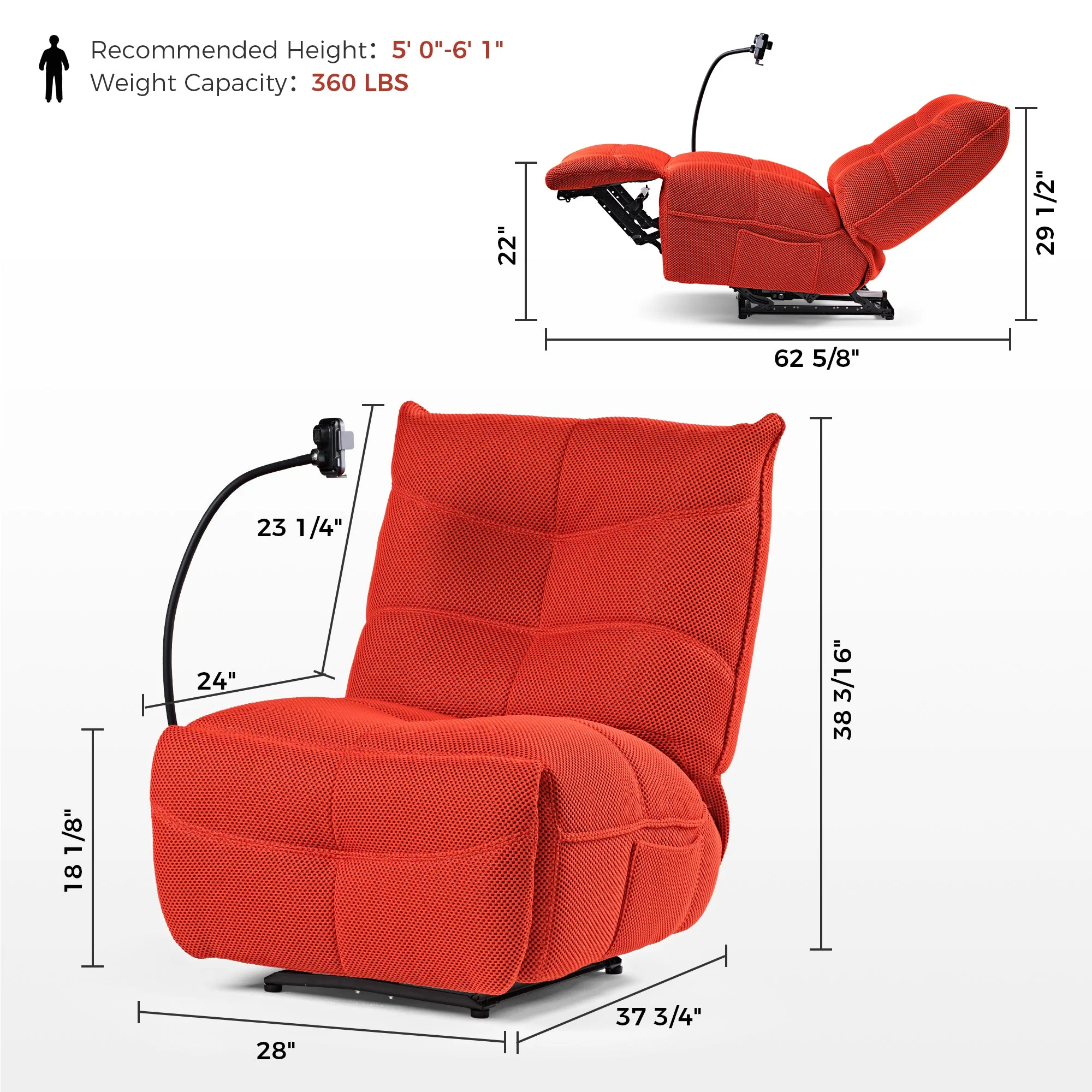 Recliner with Wireless Charging and USB Port