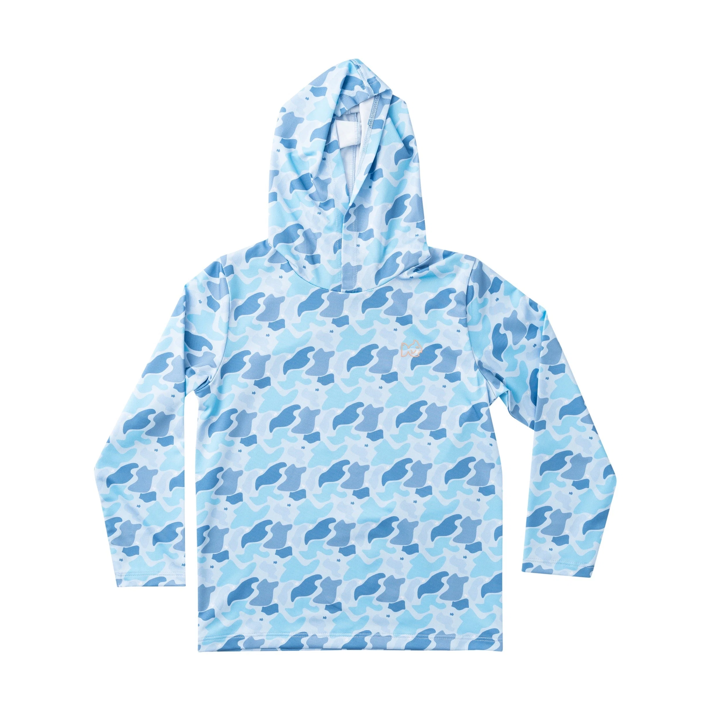 Kid's Pro Performance Hoodie T-shirt ¨C Blue Camo Logo Print