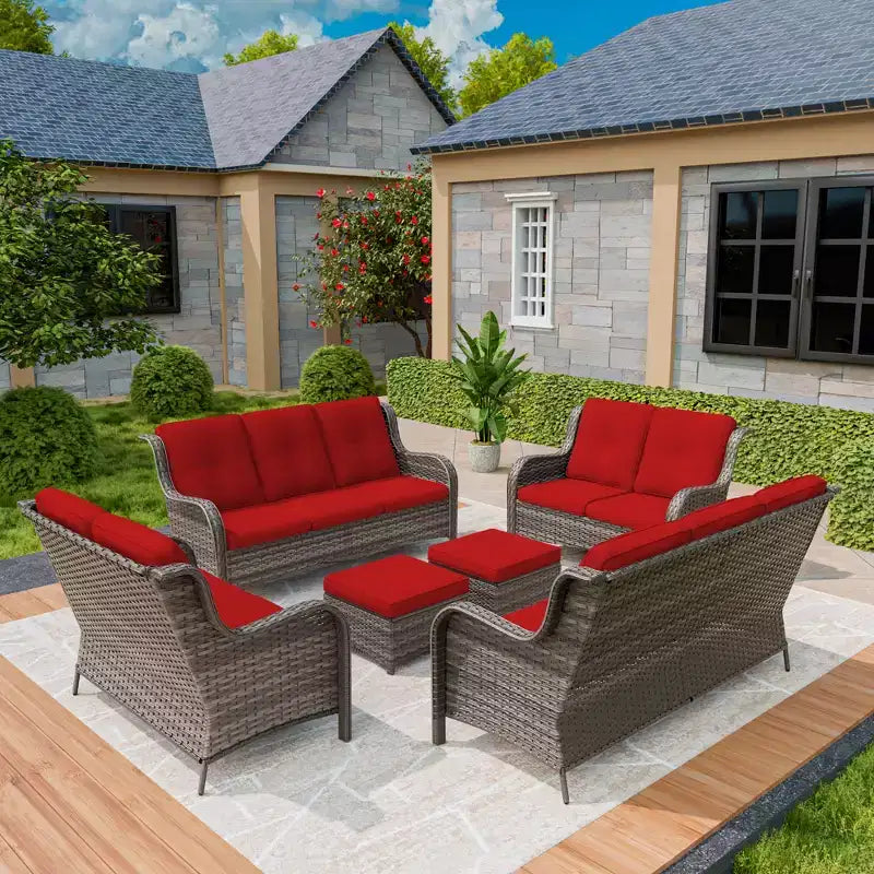 UPTIOT 6 Pieces Outdoor Wicker Sectional Sofa