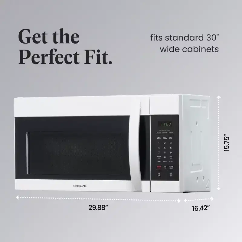 Farberware 1.7 Cu. Ft. Over-the-Range Microwave, 1000W with Smart Sensor Cooking