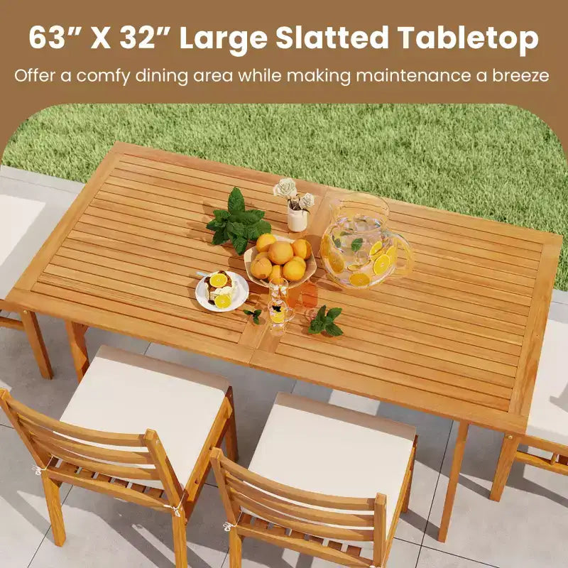 Gymax 3PCS Patio Dining Set Rectangular Picnic Table & 2 Benches w/1.97 Umbrella Hole