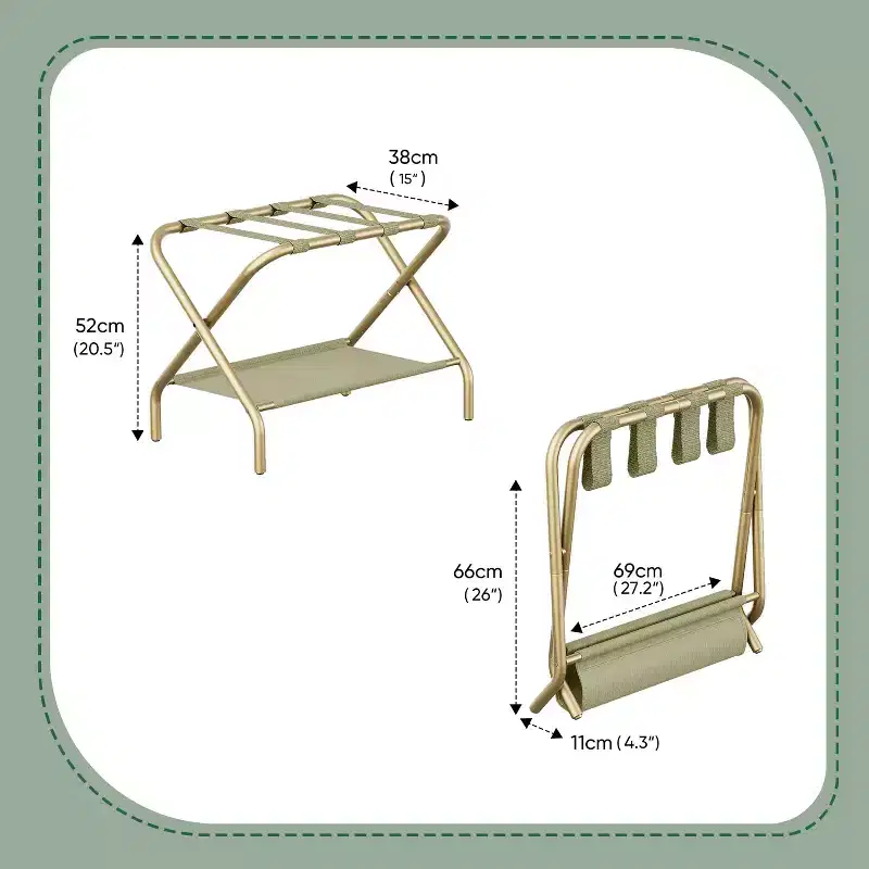 Luggage Rack for Guest Room, Folding Suitcase Stand with Shoe Shelf