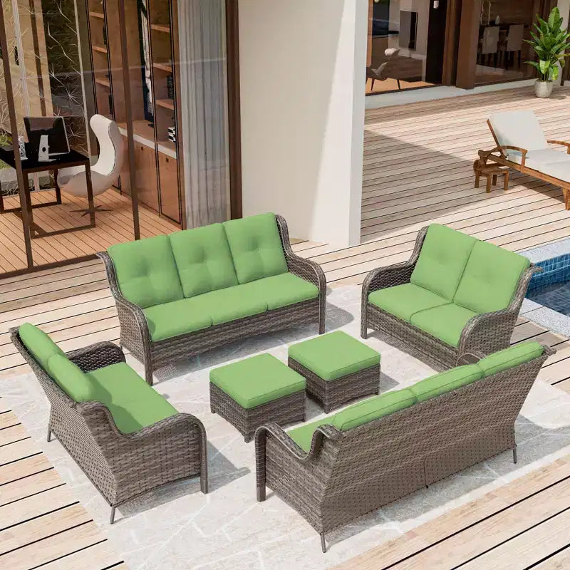 UPTIOT 6 Pieces Outdoor Wicker Sectional Sofa