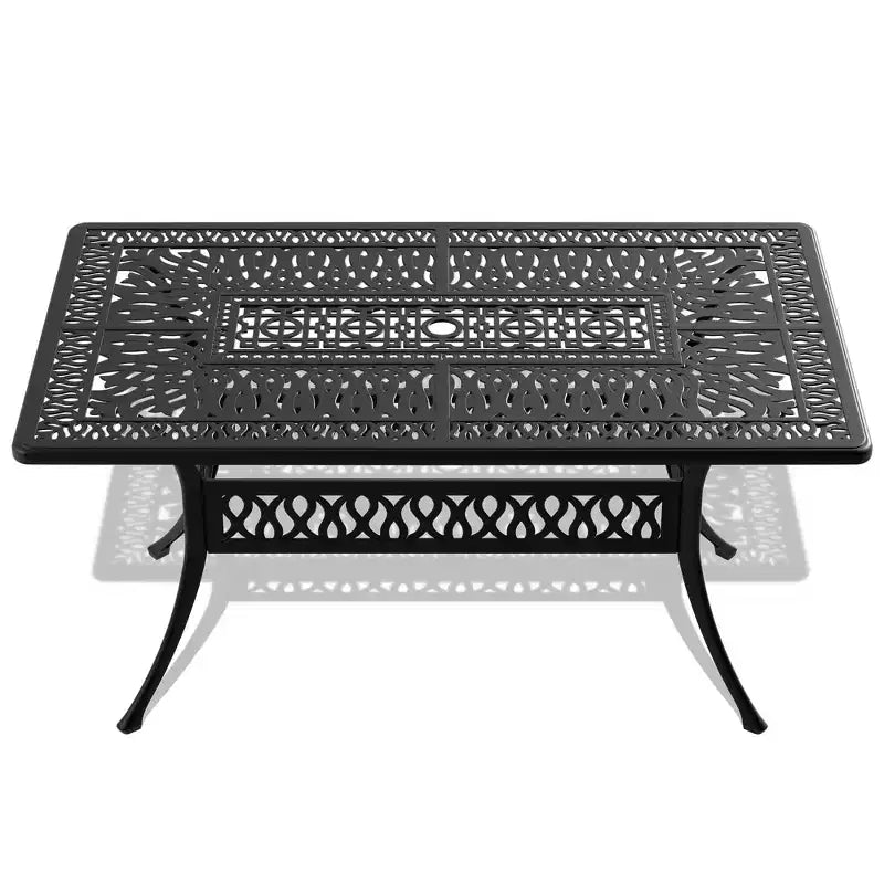 5-Piece Rectangular Cast Aluminum Patio Dining Set for Outdoor Backyard Garden Deck Poolside with Cushions