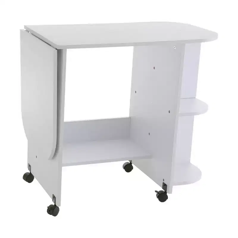 White Expandable Rolling Sewing Table – 1 Person