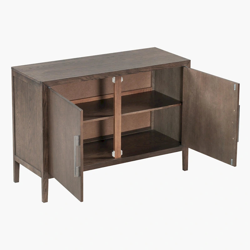 2-Door Wood Cabinet with Adjustable Shelf and Oak Legs