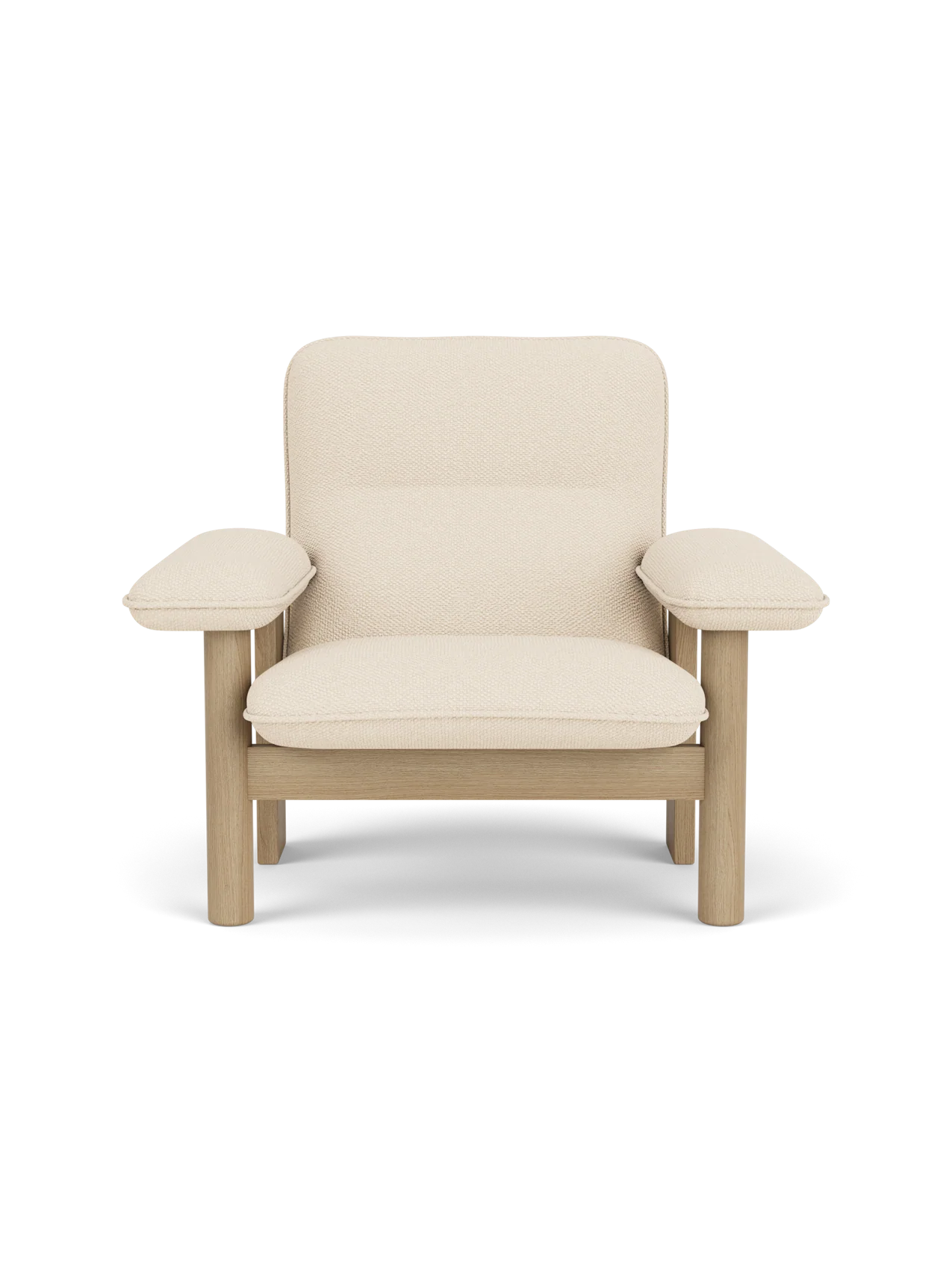High Back Lounge Chair in Textile Solid Wood Frame, Exaggerated Armrests