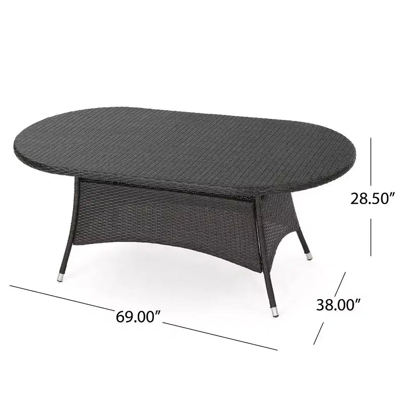GDFStudio Slate 7 Piece Outdoor Wicker Dining Set with Stacking Chairs