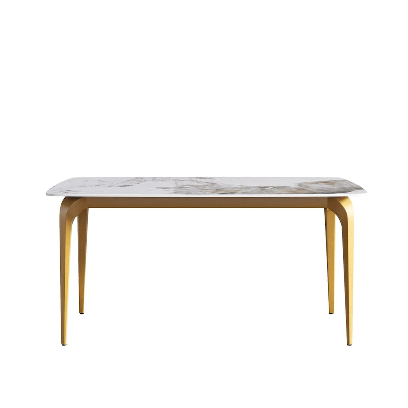 White & Black / Purple / Gold Sintered Stone Top Dining Table with Metal Legs for 4–6 Person