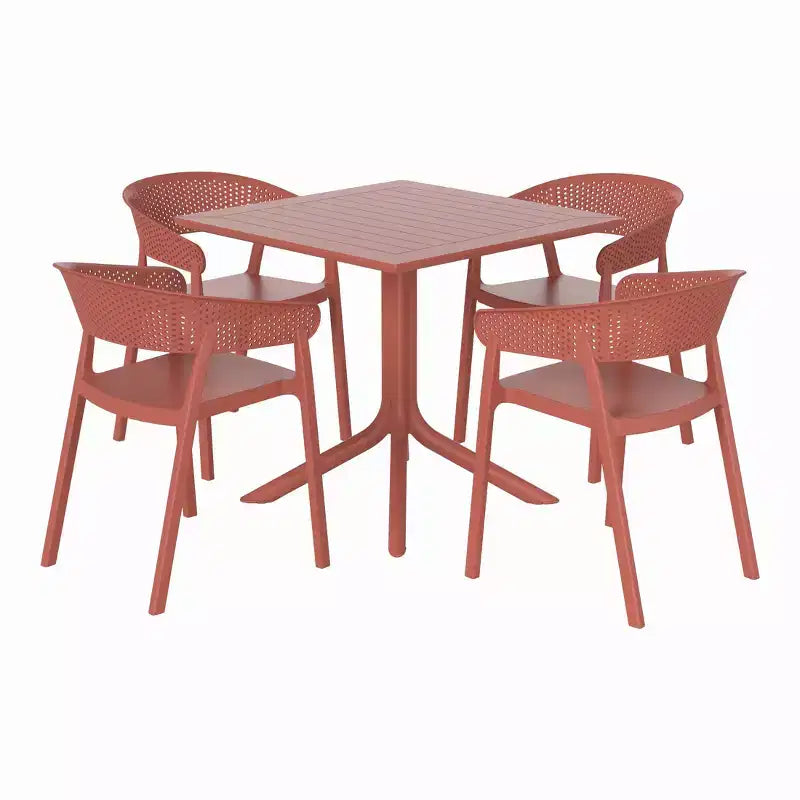 WestinTrends Playa 5-Piece Outdoor Resin Square Patio Dining Table Set with Stackable Patio Dining Chairs