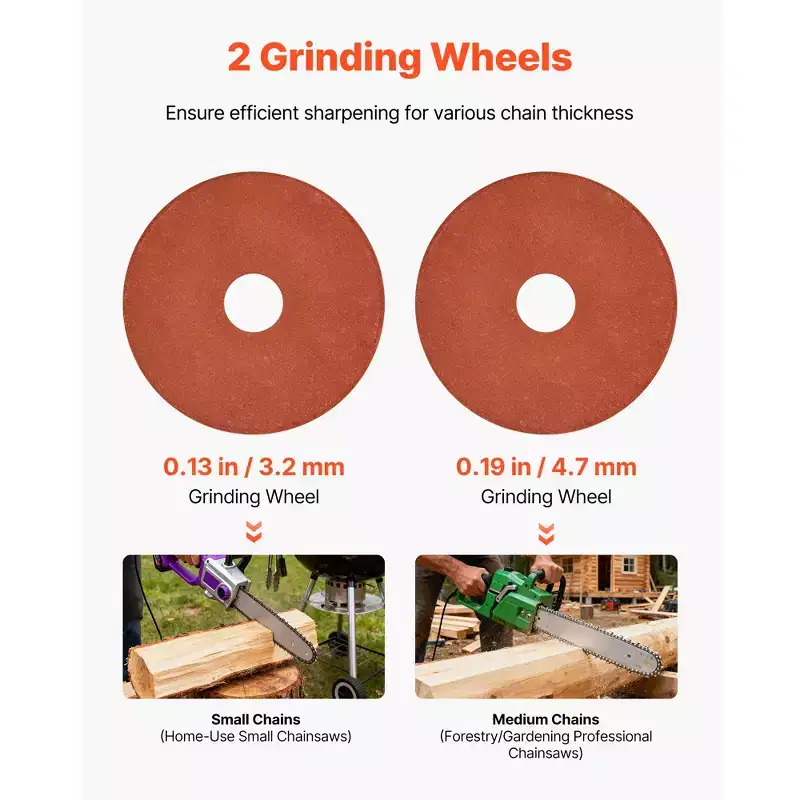 VEVOR Electric Chainsaw Sharpener, 85W Bench Saw Chain Sharpener 5000RPM, Chainsaw Sharpening Tool with 2 Grinding Wheels & LED Light, Orange&Black