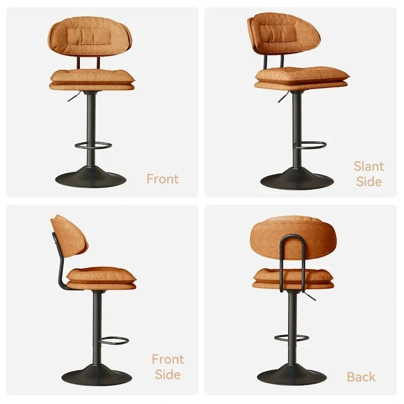 Set of 2 Swivel Bar Stools Adjustable Counter Height
