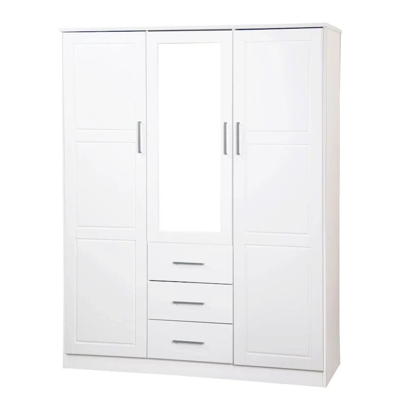 3-Door Solid Pine Wood Wardrobe Armoire, 72