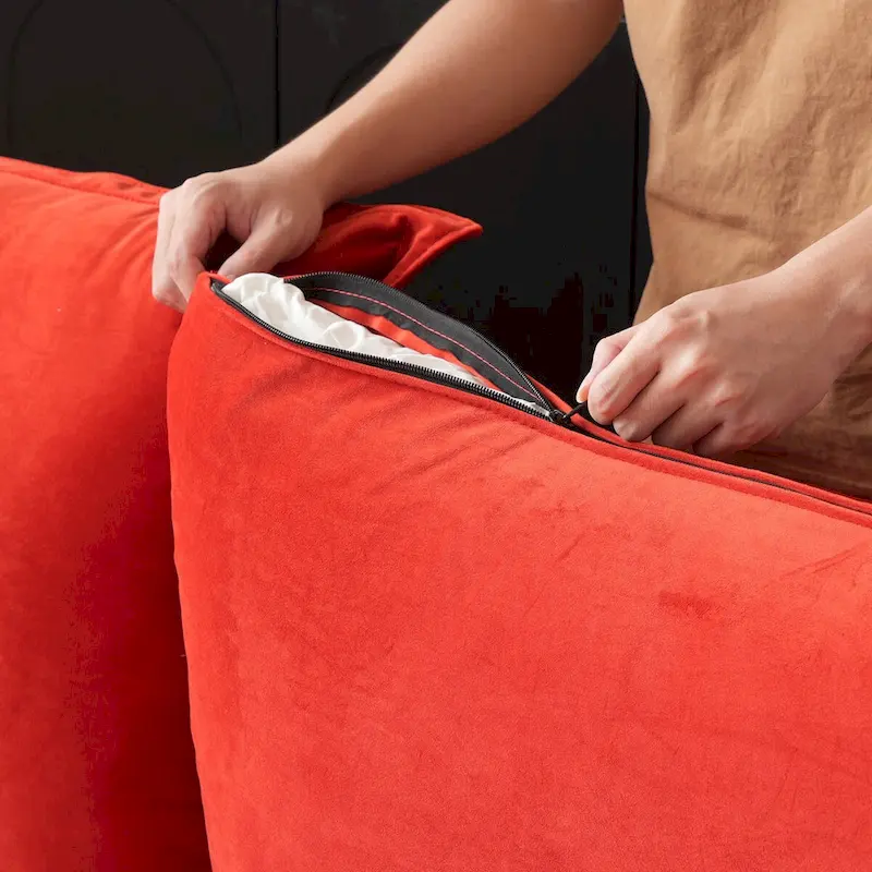 Cloud Sectional Sofa Down Feather Modular Couch L-shaped Velvet Wide Deep Seat Convertible Sofa.