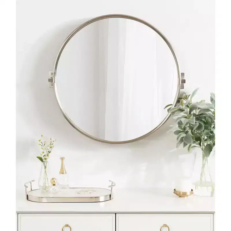 Kate and Laurel Taurus Pivot Wall Mirror, 26x24, Silver