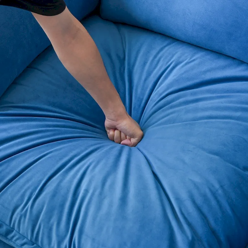 Cloud Sectional Sofa Down Feather Modular Couch L-shaped Velvet Wide Deep Seat Convertible Sofa.