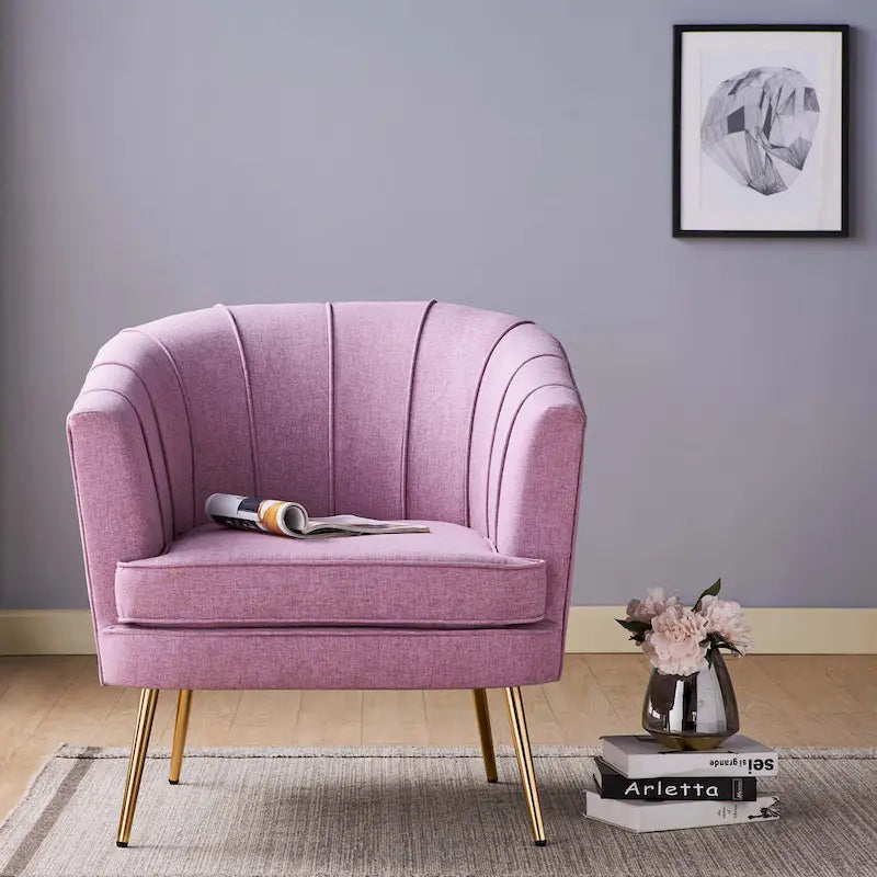 Contemporary Upholstered Accent Chair – Blue / Pink / Orange / Lilac / Green / Purple, Mid-Century Style, Seats 1