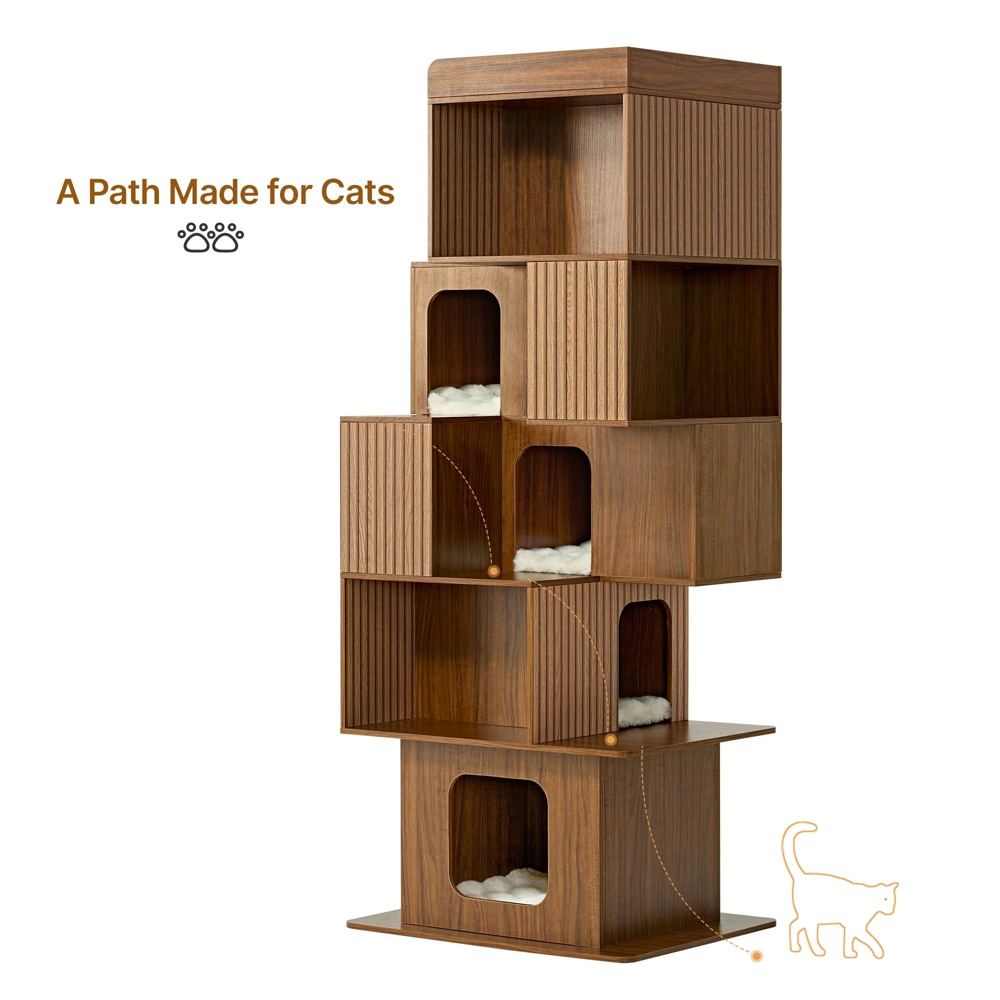 72'' Owner and Pet Shared Bookshelf Cat Tree