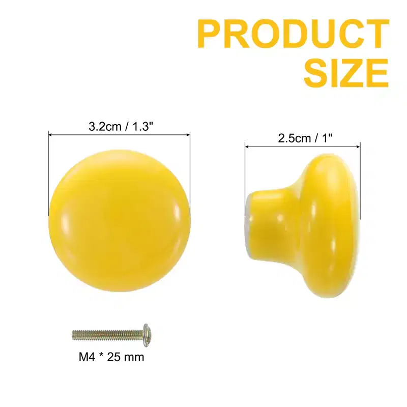 Unique Bargains Round Ceramic Drawer Knobs with Screw for Cupboard Wardrobe 4 Pcs